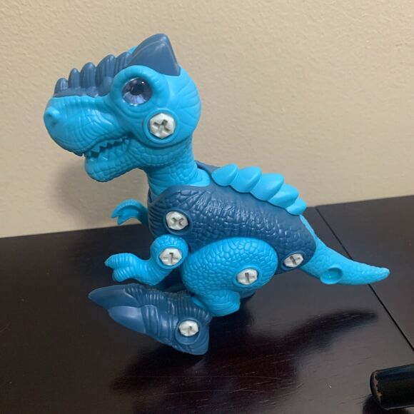 DINOSAUR WORLD TOY ASSEMBLY Take Apart STEM Toy Blue Velociraptor Movable 6" - Picture 6 of 7